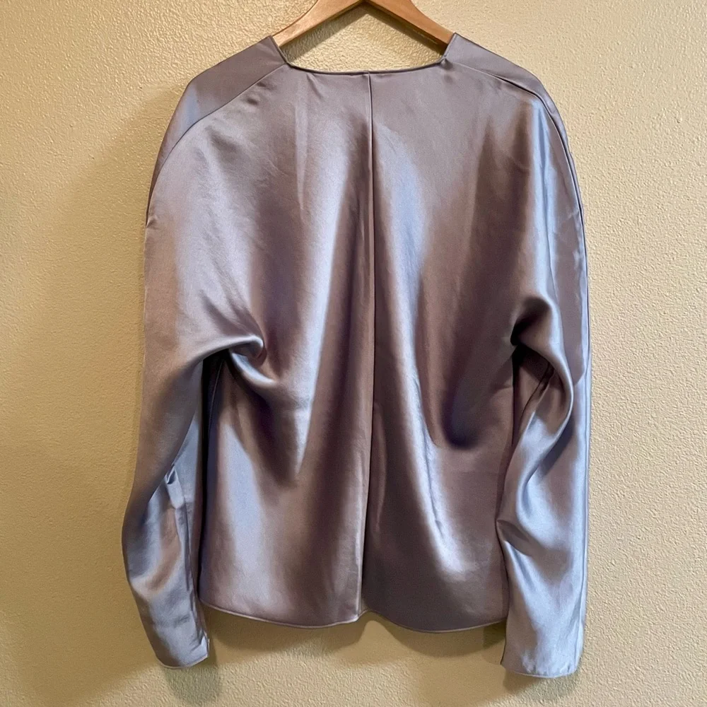 Calvin Klein Silver/Lavender Satin Blouse | Size XL - Picture 6 of 8
